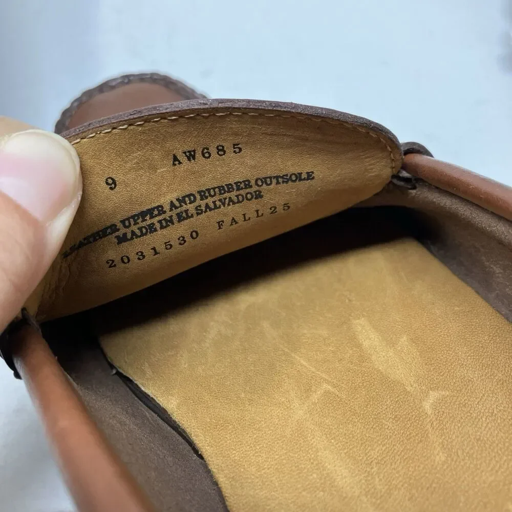 J Crew Mens Leather Driving Loafers 9 Brown‎ Dress Shoes Moccasin AW685